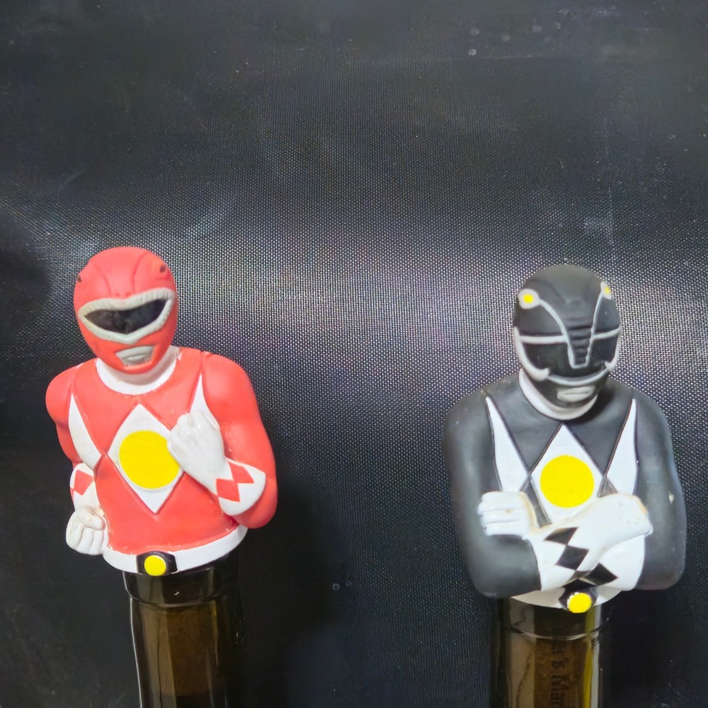 POWER RANGERS Vintage 1994 Bubble Bath Buddies Red Black Ranger Figure Lot Tops